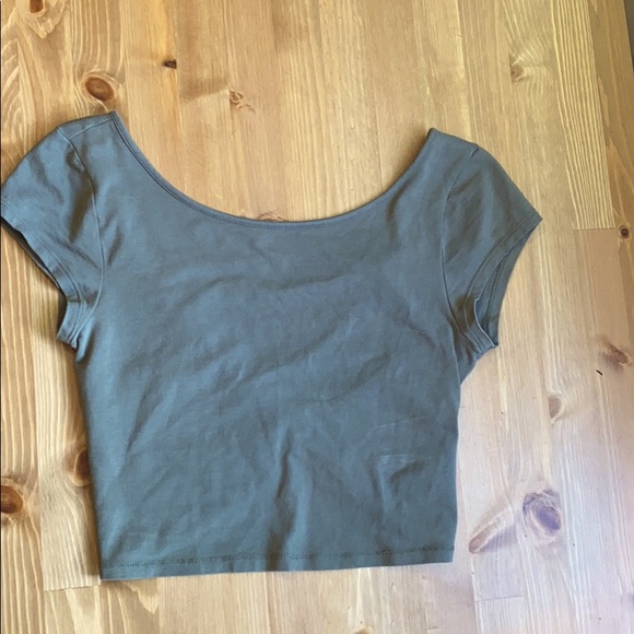 Olive green cross back crop top - Picture 1 of 3
